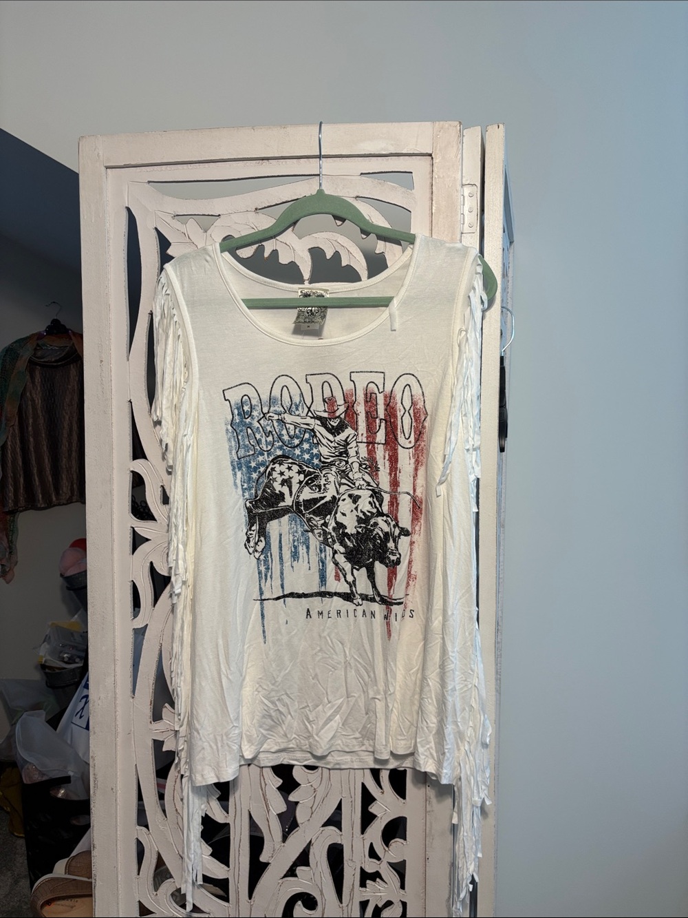 White Rodeo Fringe Sleeveless Top